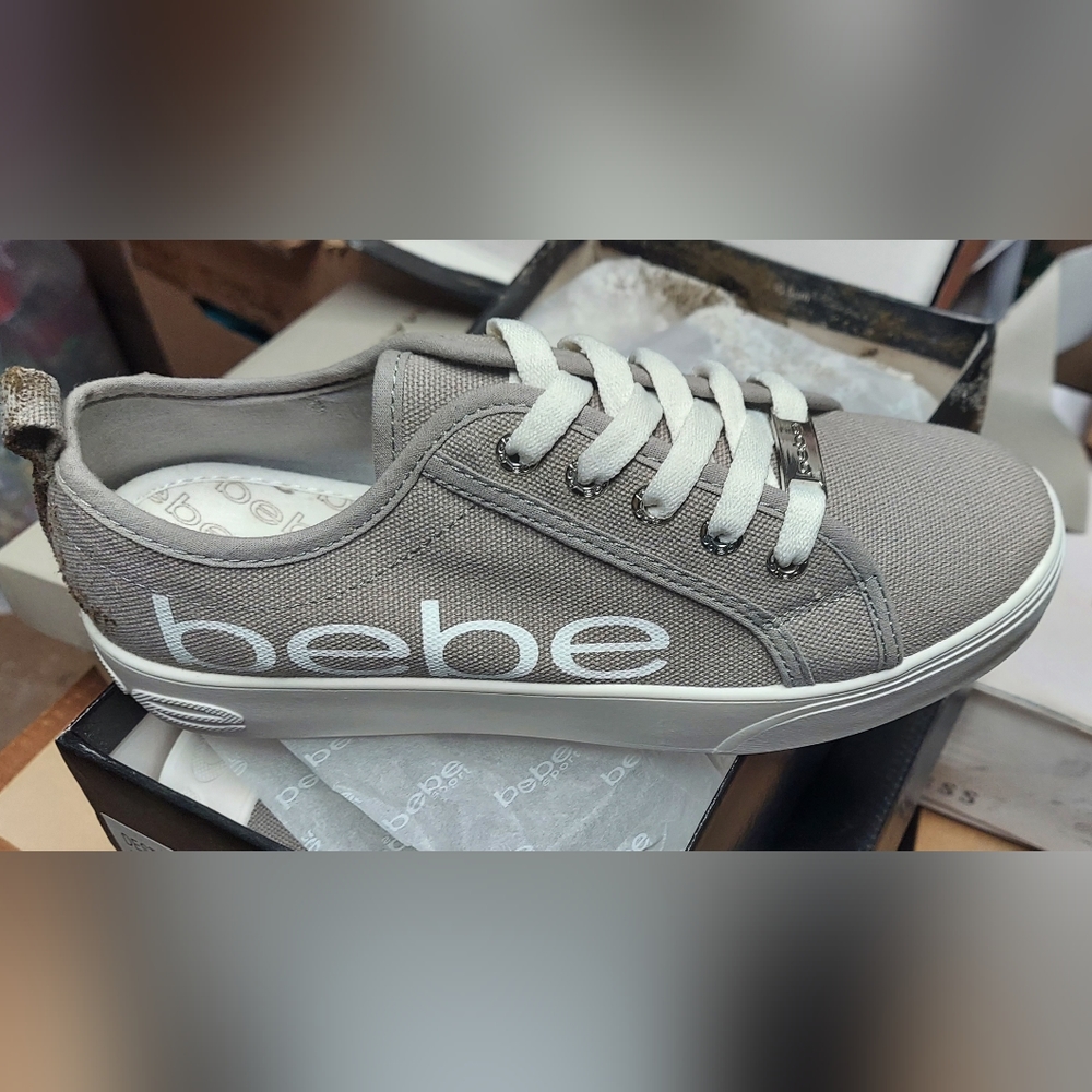 BEBE thick laced embroidered logo waterproof sturdy canvas and xgrip bottom snea